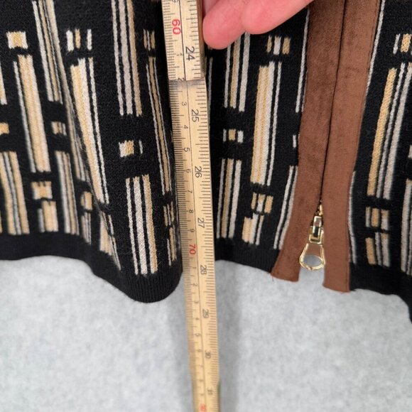 Chicos Mixed Print Faux Suede Trim Ruana Size XXS/XS Oversized Layer Sweater NEW - Picture 14 of 15